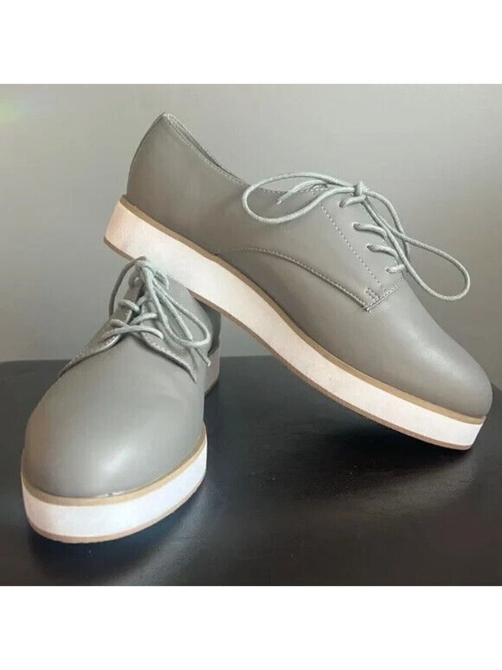 Matt & Nat Women sz 39 "hall" gray vegan leather oxford loafer